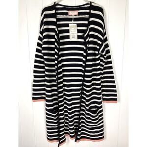 NWT Part Two Copenhagen Womens Navy and White Striped Duster Cardigan Size SM